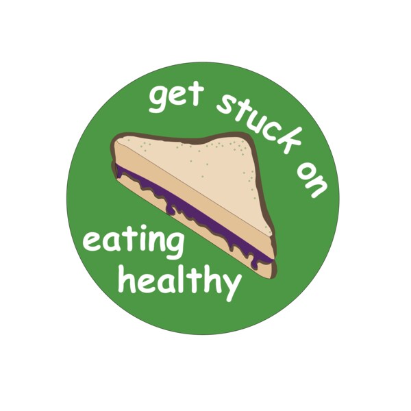 Nevs Get Stuck On Eating Healthy 1-15/16" circle - FUN-114