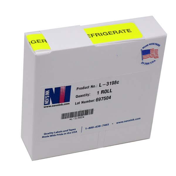 Nevs Label, Refrigerate 7/8" x 2-1/4" Fluorescent Chart w/ black - L-3198C
