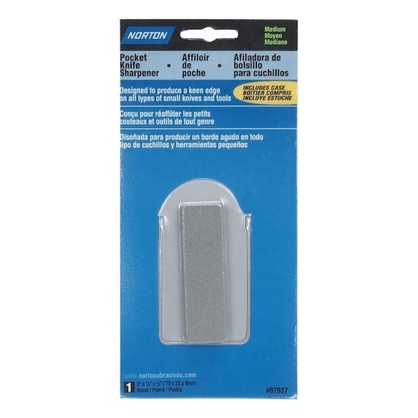 Norton Co Pocket Knife Sharpener, 3 in L, 78 in W, 38 in Thick, 220 um Grit, Extra FineMedium - 87937