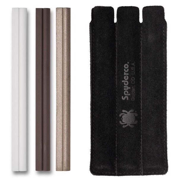 Spyderco 2024 Spyderco Reveal 14, Profile Stone Medium/Fine/Cbn Set W/Pouch - SPY-701MFCBN