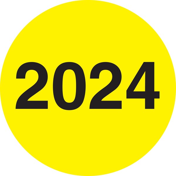 Tape Logic 3in Circle - in2024in Fluorescent Yellow Year Labels - DL6838