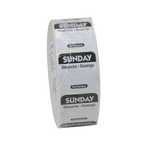 National Checking 1"x1" Trilingual Black Sunday Permanent Label, PK1000 - P107R