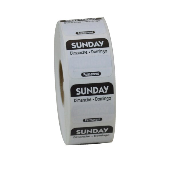 National Checking 1"x1" Trilingual Black Sunday Permanent Label, PK1000 - P107R