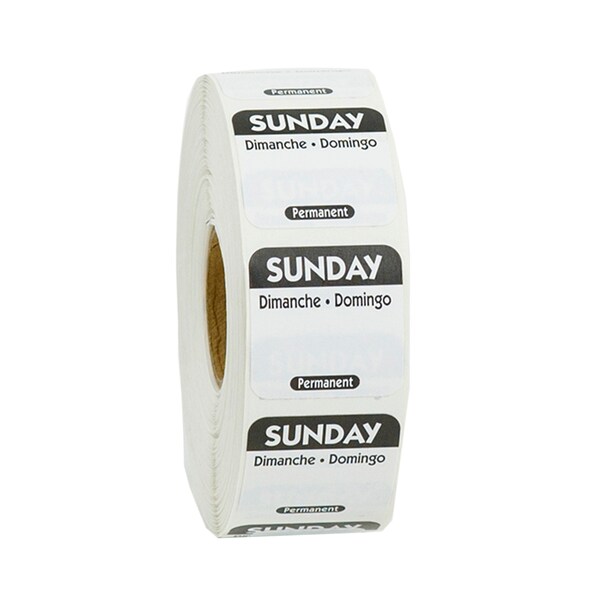 National Checking 1"x1" Trilingual Black Sunday Permanent Label, PK1000 - P107R