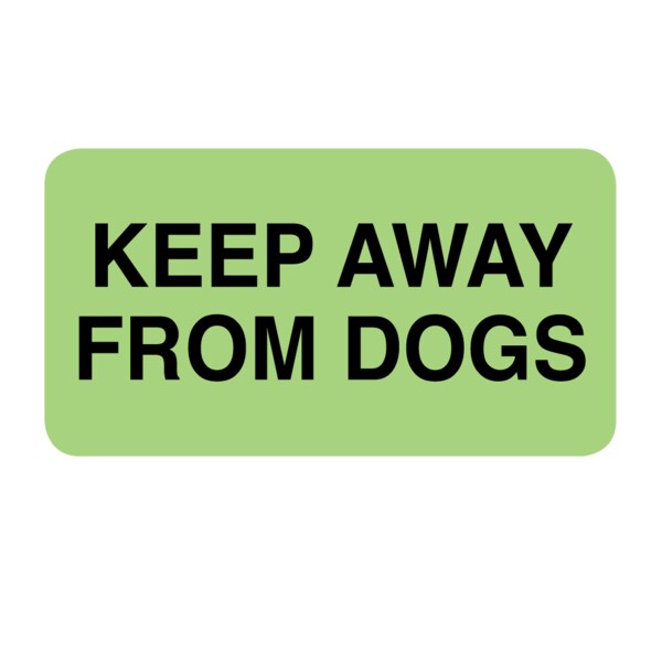 Nevs Label, Keep Away From Dogs 7/8" x 1-5/8" Flr Green w/Black - VW-0058