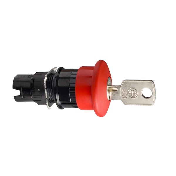 Cabeza para botón de paro de emergencia, Harmony XB6, seta roja de 30mm, 16mm, gatillo/llave de liberación, sin marcar - ZB6AS934