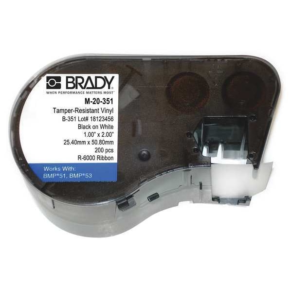 Brady Label Cartridge, Black on White, Labels/Roll: 160 - M-20-351