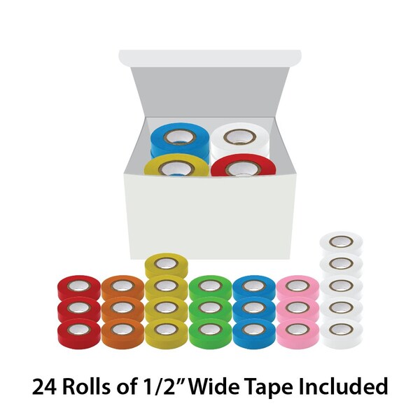 Globe Scientific Labeling Tape, 1/2" x 500" per Roll, 6 Rolls/Box, Salmon, 6PK - LT-05X500S