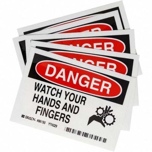 Brady Equipment Label, 3-1/2 In. H, 5 In. W, PK5 - 86150