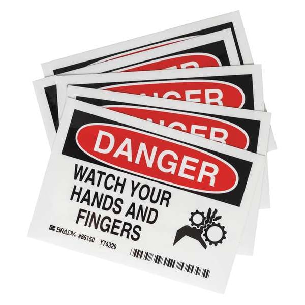 Brady Equipment Label, 3-1/2 In. H, 5 In. W, PK5 - 86150
