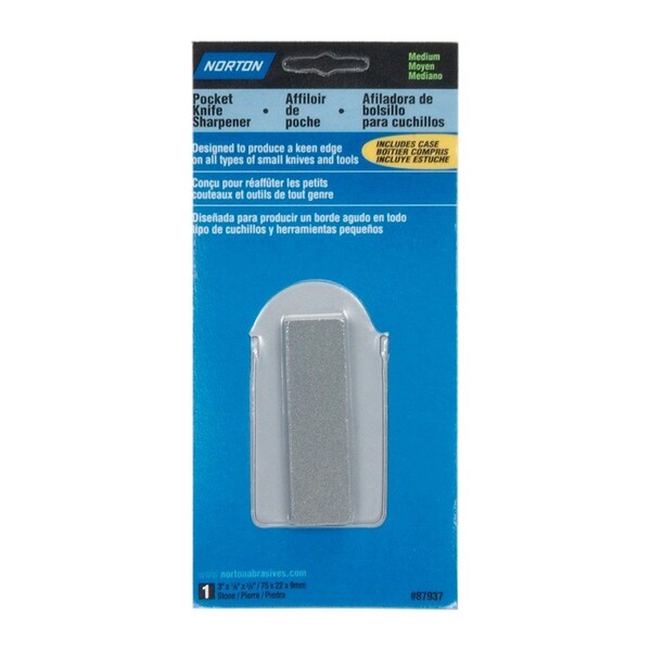 Norton Co SHARPENING STONES, Pocket Knife Sharpener w/case, Size: 3 x 7/8 x 3/8 - 076607-87937