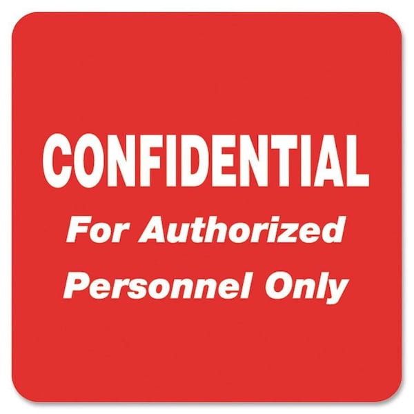 Tabbies Confidential Label, Personnel Only, 2"x2", 500/RL, RD - TAB40570