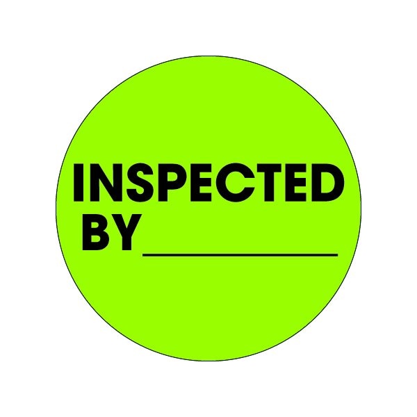Bsc Preferred 2'' Circle - ''Inspected By'' Fluorescent Green Labels - BUY00019800