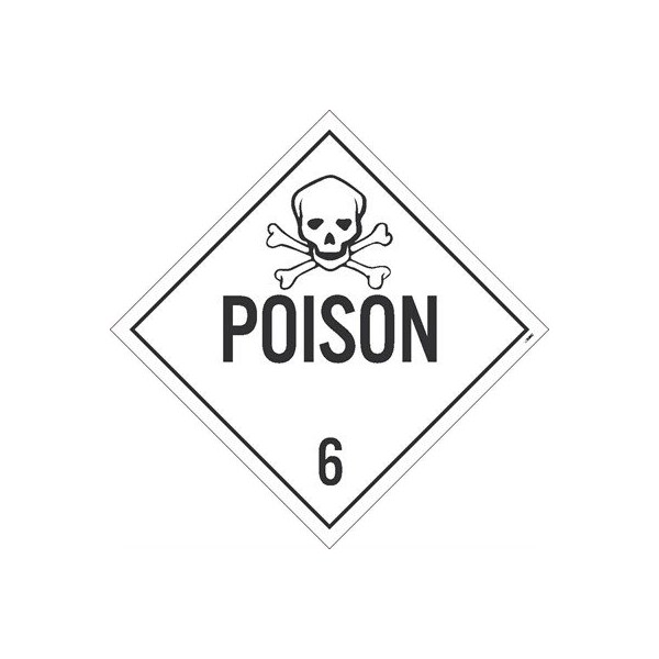 Nmc Poison 6 Dot Placard Sign, Pk10, Material: Pressure Sensitive Removable Vinyl .0045 - DL8PR10