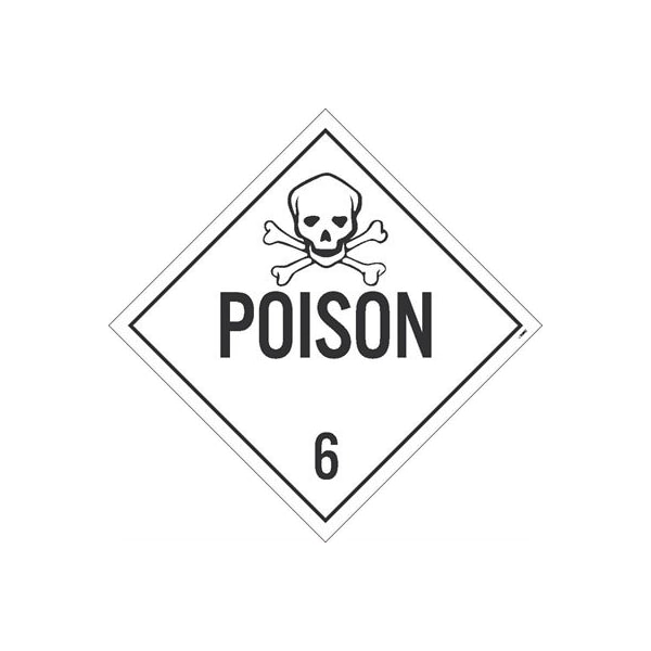 Nmc Poison 6 Dot Placard Sign, Pk25, Material: Adhesive Backed Vinyl - DL8P25
