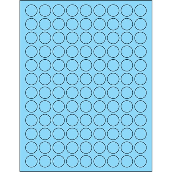Bondad 0.75 in. Fluorescent Pastel Blue Circle Laser Labels, 10800PK - BO2819644