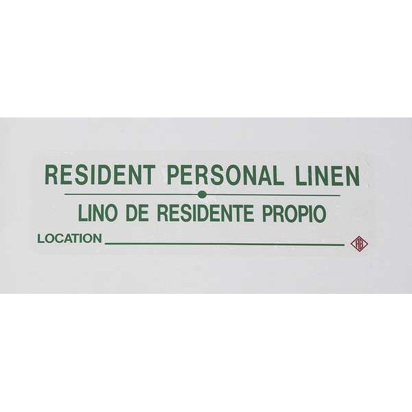 R&B Wire Products Bilingual Hamper Label "Resident Personal Linen", Green Text, Pack of 5 - 602RL
