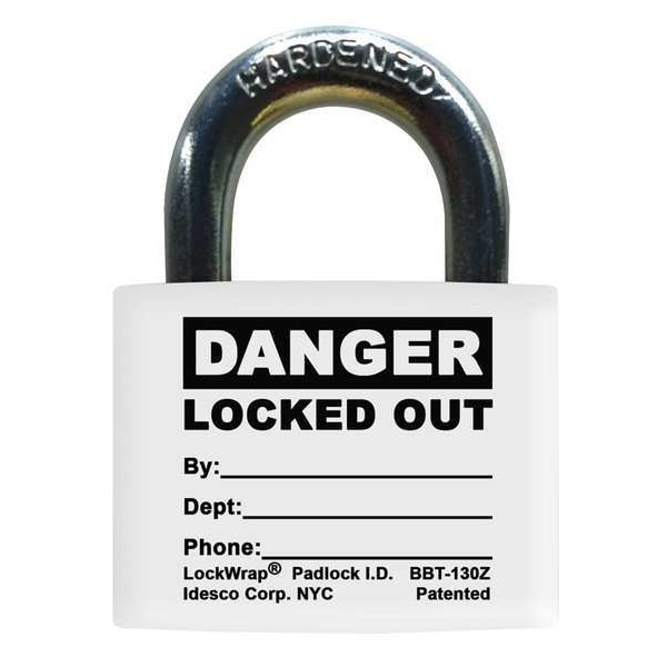 Idesco Padlock Label, 1-5/8inHx1-1/2inW, PK25, LMBBT130AAC - LMBBT130AAC
