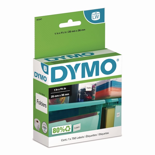 Dymo LW Multipurpose Labels, 1in x 1.5in , White, 750PK - 30347