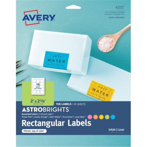 Workstationpro 2 x 2.625 in. Astrobrights Color Easy Peel Labels - Assorted Color Bright - TH3757505
