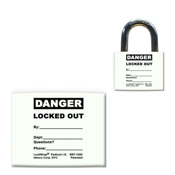 Idesco Padlock Label, 2-1/8inHx 1-1/2inW, PK25, LMBBT125AAC - LMBBT125AAC