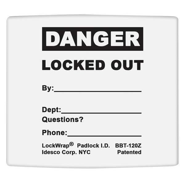 Idesco Padlock Label, 2-1/8inHx 1-1/2inW, PK25, LMBBT125AAC - LMBBT125AAC