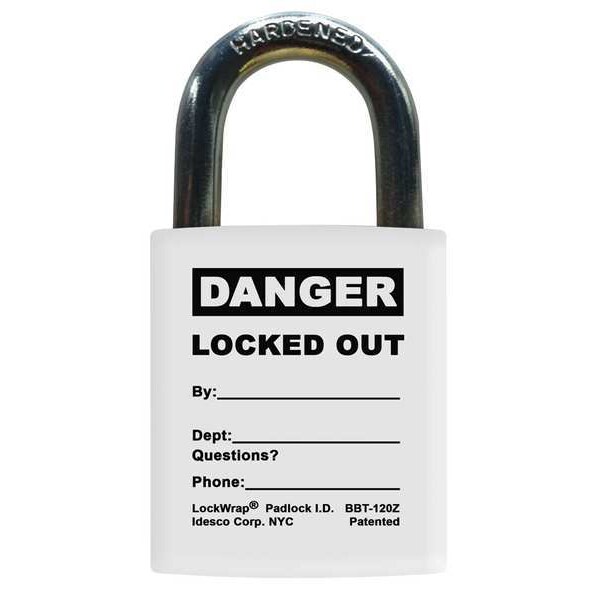 Idesco Padlock Label, 2-1/8inHx 1-1/2inW, PK25, LMBBT125AAC - LMBBT125AAC