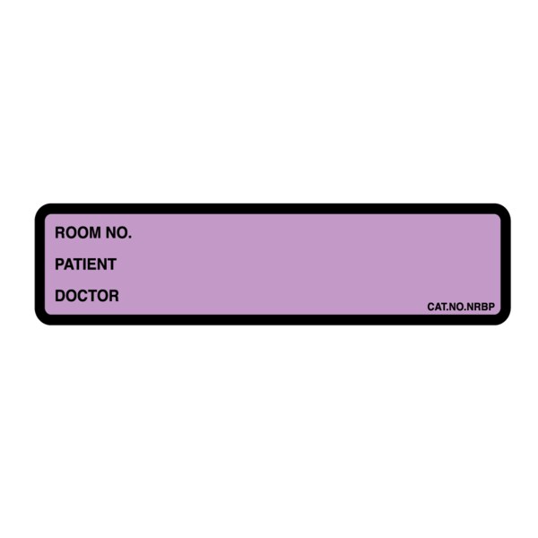 Nevs Printed Chart Label- Room No, name, Doctor 1-3/8"x5-3/8" Violet w/Blk - NRBP-VIOLET