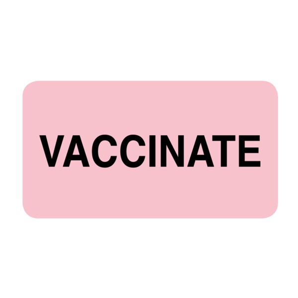 Nevs Label, Vaccinate 7/8" x 1-5/8" Pink w/Black - VW-0060