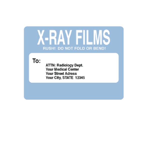 Nevs Return X-Ray Films w/Your Med. Cntr 2-15/16"x3-1/2" Whitew/Blue&Black - PR-2-B