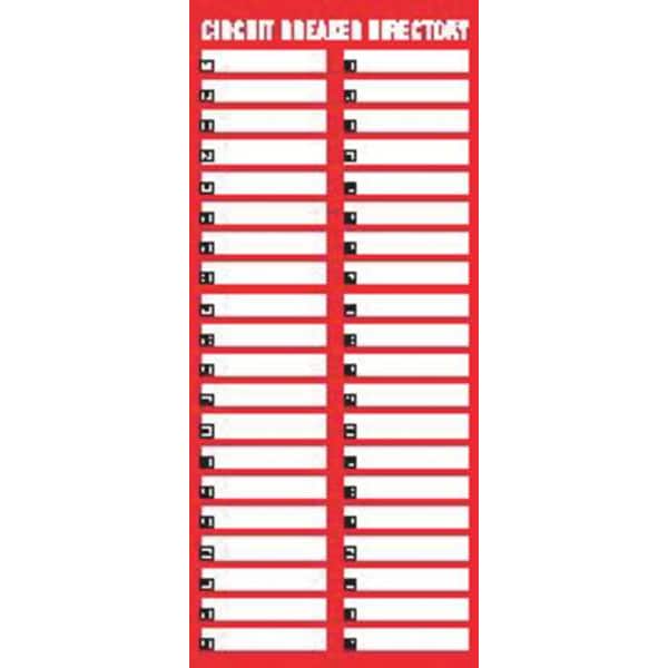 Panduit Circuit Breaker Directory Label, 13"H x 5.5" W, PK5 - PES-S1