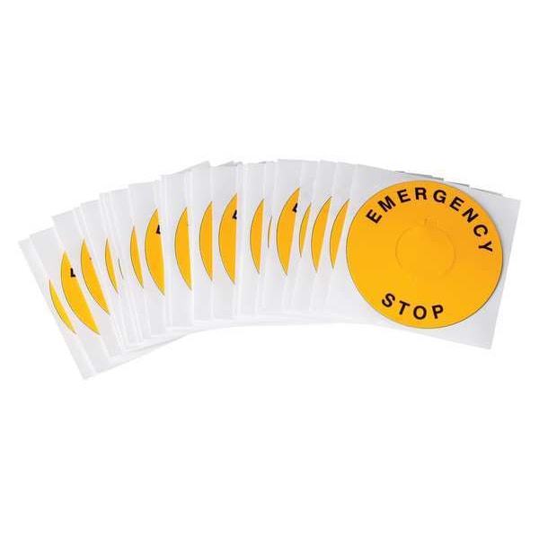 Brady Emergency Stop Legend Plate Label, 22mm, Black on Yellow, THTEP-247-593YL - THTEP-247-593YL
