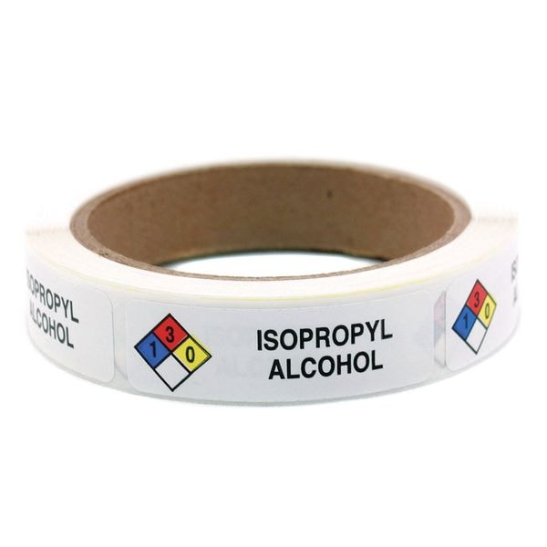 Roll Products HMIG Label, 3/4" x 2-1/2", Isopropyl, PK250 - 163-0012