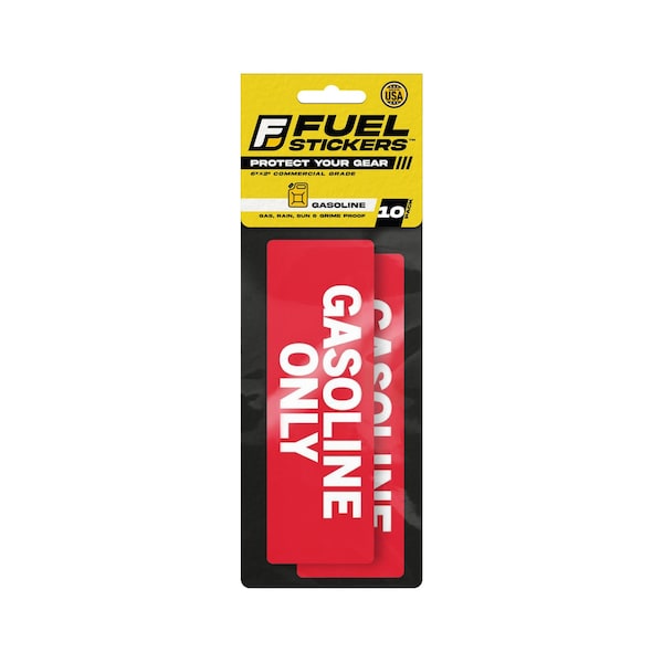 Fuel Stickers Gasoline Label: Gas Sticker for Fuel Can & Outdoor Power Equipment, Hvy-Dty, 6''x2'', 10PK - Z-262GAS-10PK