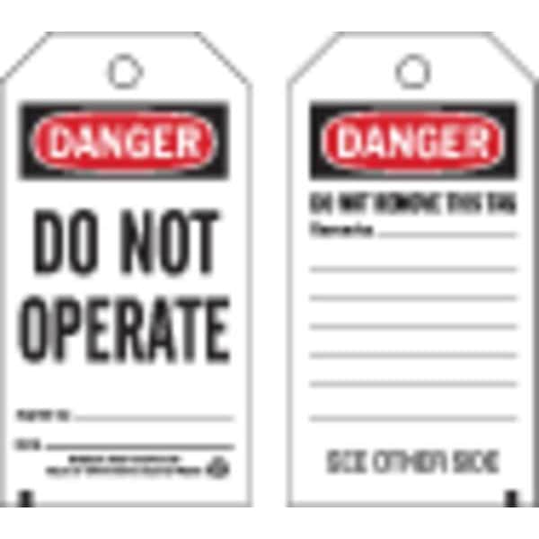 Brady Danger Tag, 5-3/4 x 3 In, Do Not Opr, PK25, 65367 - 65367