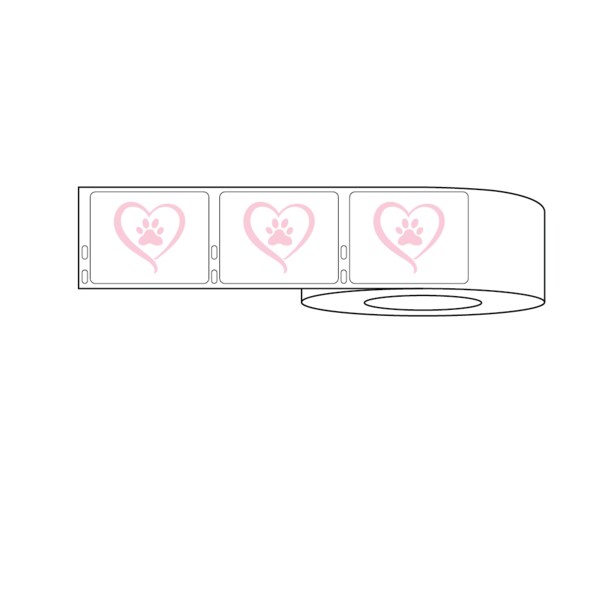 Nevs Dymo Prescription Label w/Heart-Paws Print 2-3/4" x 2-1/8"White w/Red - LA-DYM-1015