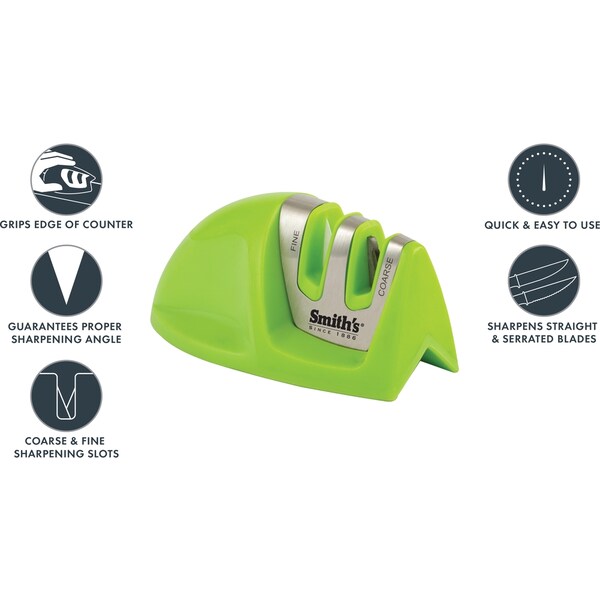 Smiths Consumer Products 2023T Smith'S Smith'S Edge Grip 2-Stage Knife Sharpener Green - SMI-50394