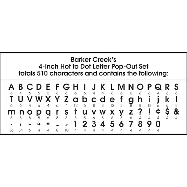 Barker Creek Hot to Dot 4" Letter Pop-Outs, 510/Set - 3633