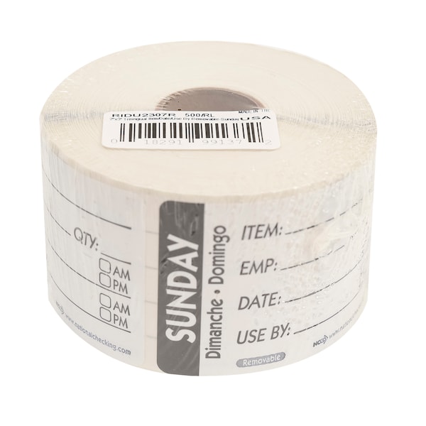 National Checking National Checking 2X3 Trilingual Item-Date-Use By Sunday Black, PK500 - RIDU2307R