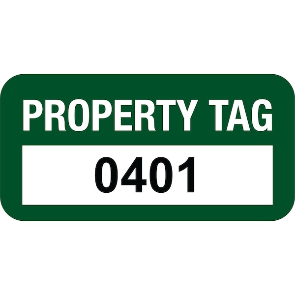 Lustre-Cal VOID Label PROPERTY TAG Green 1.50in x 0.75in  Serialized 0401-0500, 100PK - 253774VO1G0401