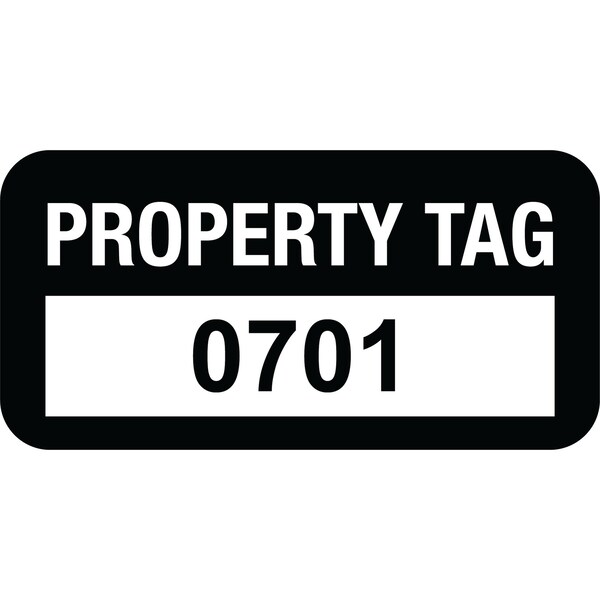 Lustre-Cal VOID Label PROPERTY TAG Black 1.50in x 0.75in  Serialized 0701-0800, 100PK - 253774VO1K0701