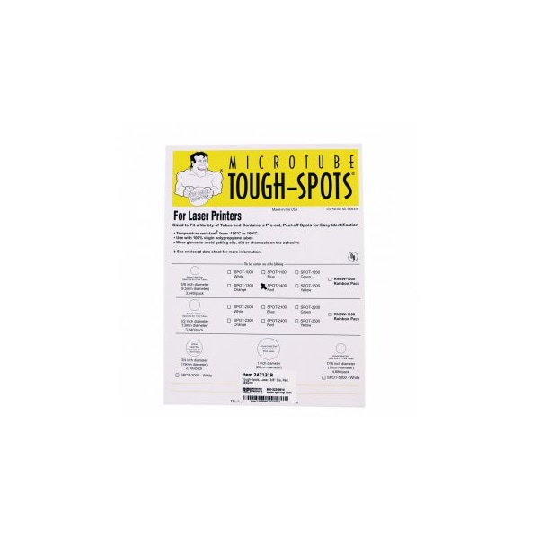 Diversified Biotech Tough-Spots, Laser, 3/8" Dia, Red, 3840/pk, 3840PK - 247131R