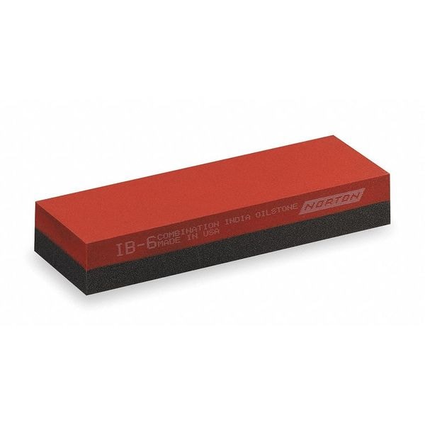 Norton Abrasives Combination Grit Benchstone, 6 in W, 2 in L, 1 in H, Aluminum Oxide, Gray, Orange - 61463685560