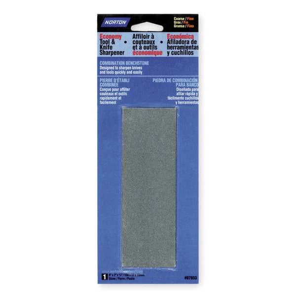 Norton Abrasives Combination Grit Sharpening Stone, 6 in W, 2 in L, 3/4 in H, Aluminum Oxide, Gray - 07660787933