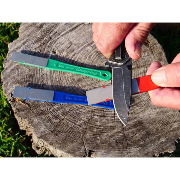 Dmt Hone Set, 7 in W, 3/4 in L, 3/16 in H, Diamond, 9, 25, 45 Grit, Blue/Green/Red - D2K