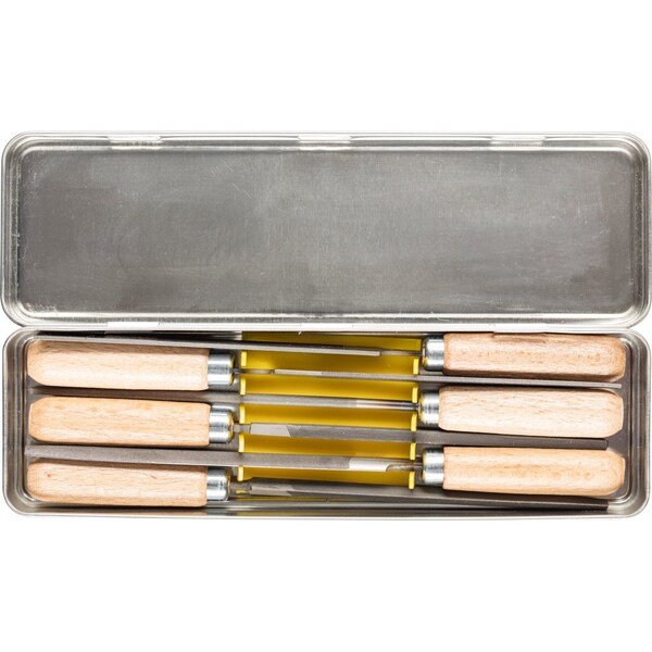 Pferd 4" Key File Case, Wooden Handles - 6 Pieces, Second Cut - 17010