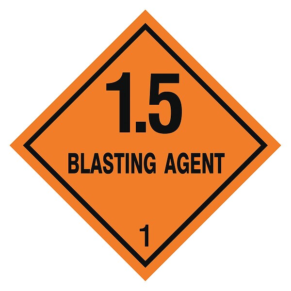 Stranco 4" x 4", Black on Orange DOT Label, 1.5 Blasting Agent Legend - HMSL-0101-P500