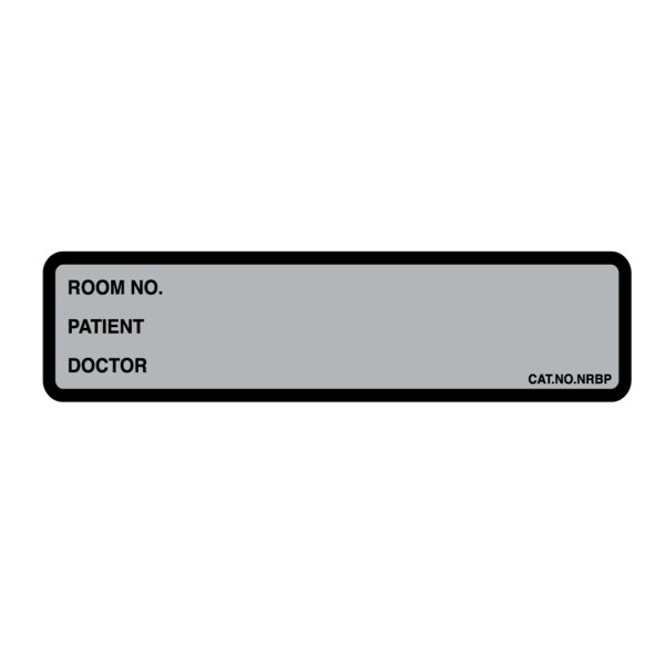 Nevs Printed Chart Label-Room #, name, Doctor 1-3/8"x5-3/8" Silver w/Black - NRBP-SILVER