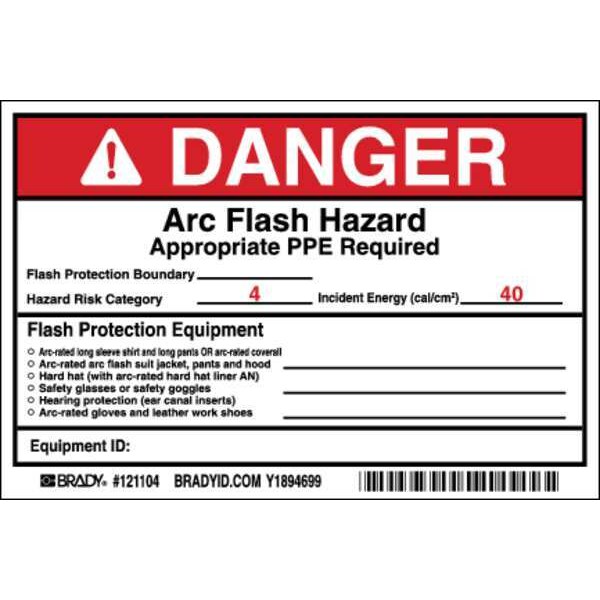 Brady Label, Vinyl, 4in.Hx6in.W, Danger, PK5 - 121104