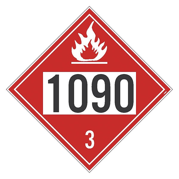 Nmc PLACARD, ACETONE, 1090, 10.75X10.75, Press. Sens. Vinyl .0045, PK100 - DL83BP100